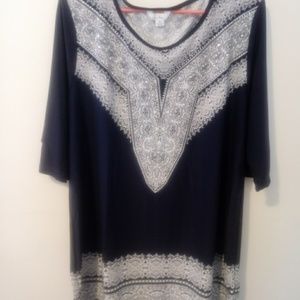 Blue and white dress with crystals